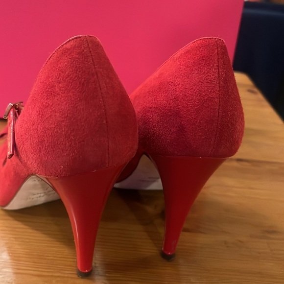 Kate Spade ♠️ Darla dress heels size 7 M red suede new in box made in Italy - Picture 4 of 14